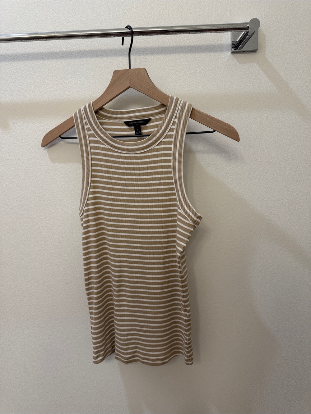 Banana Republic Beige and White Striped Tank